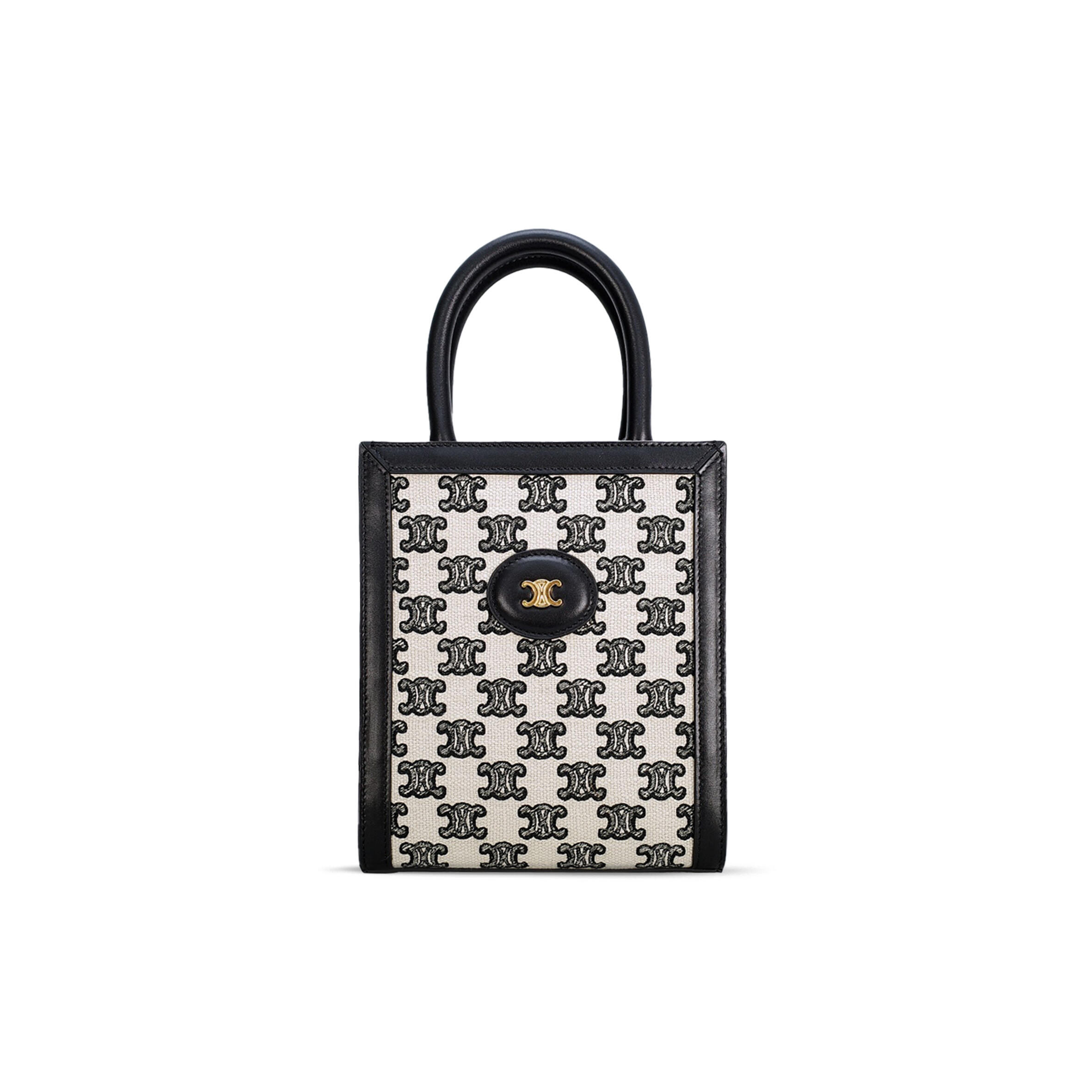 Ce**e mini tote in cabas triomphe canvas and calfskin 193302csu.38na (21*17*4cm)